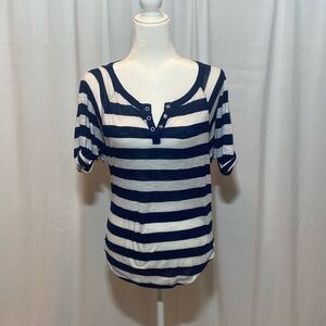 Navy and white stripe top